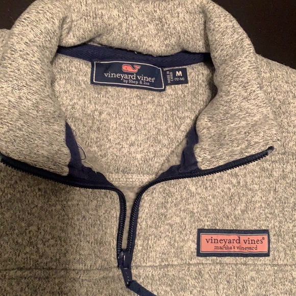 Unisex Youth VINEYARD VINES Med 12-14 Long Sleeve 1/4 Zip Pullover Heather Grey - Picture 2 of 5
